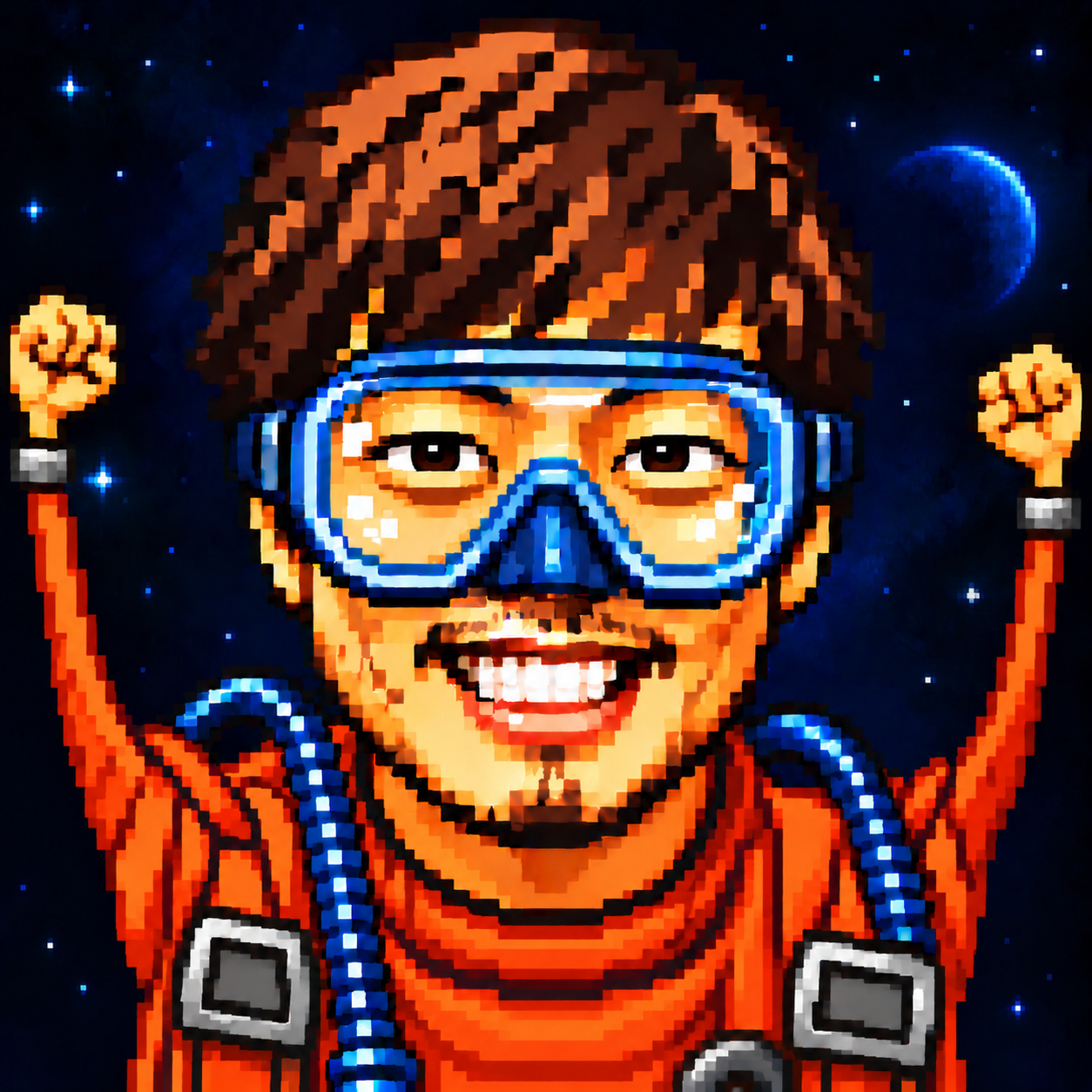 profile photo with both arms raised